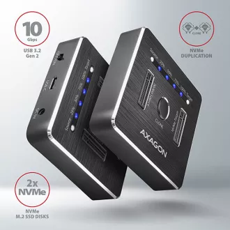 AXAGON ADSA-M2C, USB-C 3.2 Gen 2 - 2x M.2 NVMe SSD CLONE MASTER dokovací stanice AXAGON ADSA-M2C, USB-C 3.2 Gen 2 - 2x M.2 NVMe SSD CLONE MASTER dokovací stanice