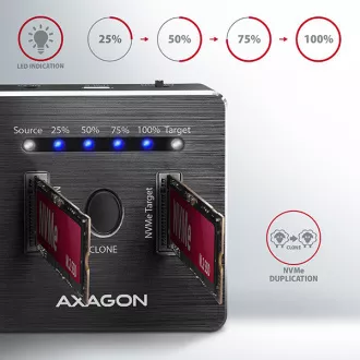AXAGON ADSA-M2C, USB-C 3.2 Gen 2 - 2x M.2 NVMe SSD CLONE MASTER dokovací stanice AXAGON ADSA-M2C, USB-C 3.2 Gen 2 - 2x M.2 NVMe SSD CLONE MASTER dokovací stanice