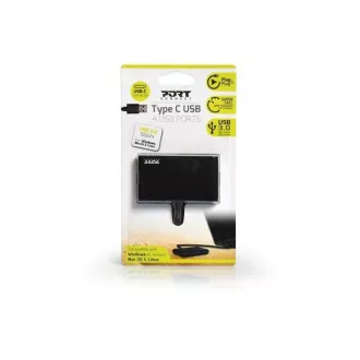 PORT HUB USB-A, 4x USB-A 3.0, černá