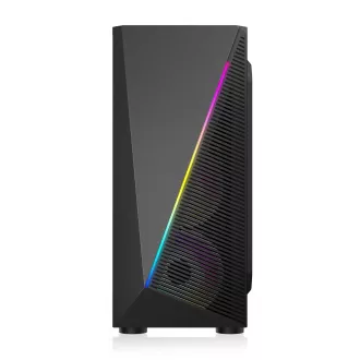1stCOOL skříň SHARK 2, middle tower, AU, USB 3.0, bez zdroje, RGB fan, průhledná bočnice, černá