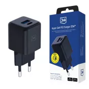 3mk síťová nabíječka Hyper GaN Charger 20W, černá