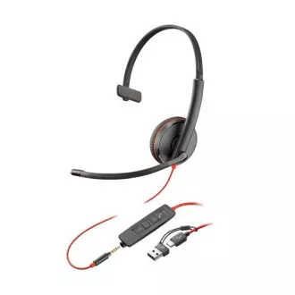 Poly Blackwire 3215 náhlavní souprava, 3.5 mm jack + USB-C/A adaptér, mono Poly Blackwire 3215 náhlavní souprava, 3.5 mm jack + USB-C/A adaptér, mono