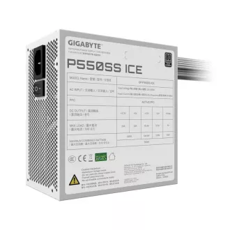 GIGABYTE zdroj P550SS ICE, 550W, 80+ Silver, 120mm, ATX 3.0, bílá GIGABYTE zdroj P550SS ICE, 550W, 80+ Silver, 120mm, ATX 3.0, bílá