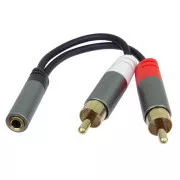 PremiumCord kabel HQ Jack 3.5mm Female - 2x CINCH Male 15cm