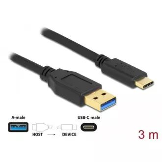 Delock SuperSpeed USB (USB 3.2 Gen 2) kabel Typu-A na USB Type-C™, délky 3m Delock SuperSpeed USB (USB 3.2 Gen 2) kabel Typu-A na USB Type-C™, délky 3m