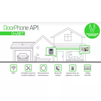EVOLVEO DoorPhone AP1-2, drátový videotelefon s aplikací, bílý