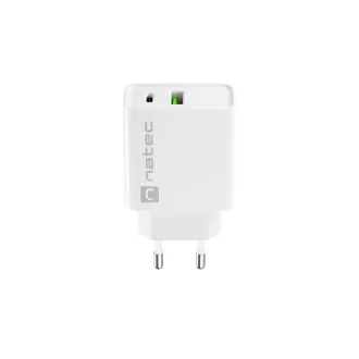 Universální nabíječka Natec RIBERA 20W 1X USB-A + 1X USB-C, bílá Universální nabíječka Natec RIBERA 20W 1X USB-A + 1X USB-C, bílá