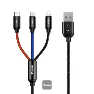 Baseus datový kabel 3v1 microUSB+Lightning+USB-C 1,2m 3,5A Baseus datový kabel 3v1 microUSB+Lightning+USB-C 1,2m 3,5A