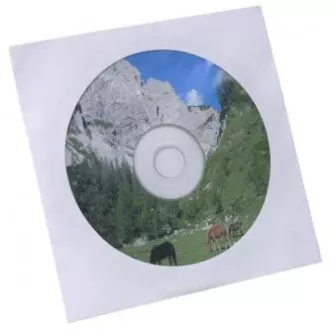 Obálka na 1 ks CD, papír, bílá, s okénkem, Logo, 100-pack