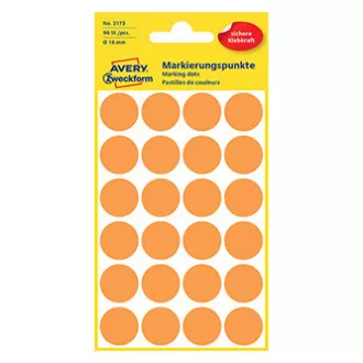 Avery Zweckform etikety 18mm, neon oranžová, 24 etiket, značkovací, baleno po 4 ks, 3173, pro ruční popis