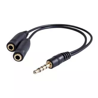 Audio redukce, Jack (3.5mm) samec 4-pólový - 2x Jack (3.5mm) samice, 0.2 m, stereo, černá, Logo, DOPRODEJ Audio redukce, Jack (3.5mm) samec 4-pólový - 2x Jack (3.5mm) samice, 0.2 m, stereo, černá, Logo, DOPRODEJ