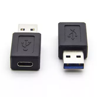 USB redukce, (3.0), USB A samec - USB C samice, černá, plastic bag plastová, 5 Gbps, DOPRODEJ