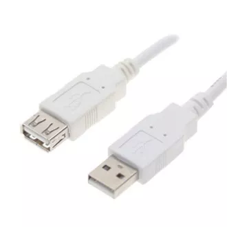 USB prodlužka (2.0), USB A samec - USB A samice, 0.3m, bílá
