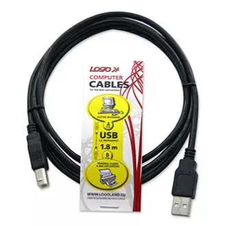 Logo USB kabel (2.0), USB A samec - USB B samec, 1.8m, DOPRODEJ