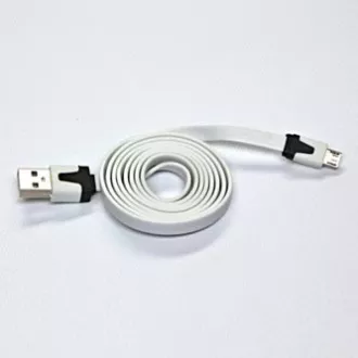 USB kabel (2.0), USB A samec - microUSB samec, 1m, plochý, bílý, DOPRODEJ USB kabel (2.0), USB A samec - microUSB samec, 1m, plochý, bílý, DOPRODEJ