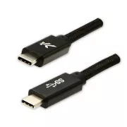 Logo USB kabel (3.2 gen 1), USB C samec - USB C samec, 1m, 5 Gb/s, 5V/3A, černý, box, nylonové opletení, hliníkový kryt konektoru,