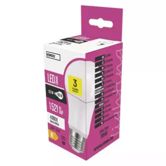LED žárovka EMOS Lighting E27, 220-240V, 13.2W, 1521lm, 4000k, neutrální bílá, 30000h, Classic A60 120x60x60mm LED žárovka EMOS Lighting E27, 220-240V, 13.2W, 1521lm, 4000k, neutrální bílá, 30000h, Classic A60 120x60x60mm