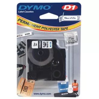 Dymo originální páska do tiskárny štítků, Dymo, 16960, S0718070, černý tisk/bílý podklad, 5.5m, 19mm, D1, speciální - permanentní Dymo originální páska do tiskárny štítků, Dymo, 16960, S0718070, černý tisk/bílý podklad, 5.5m, 19mm, D1, speciální - permanentní